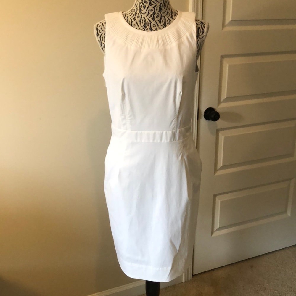 White Pleated Collar Dress